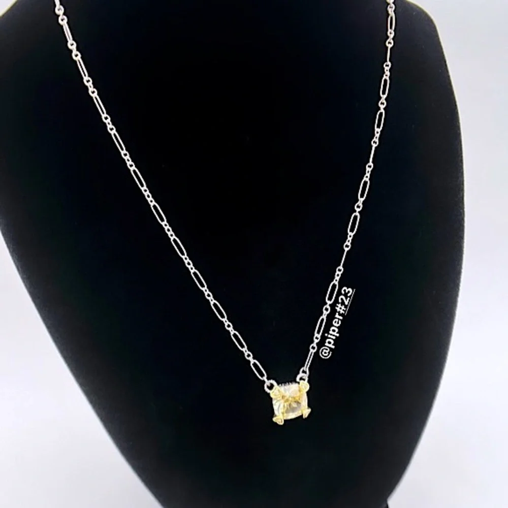 Judith Ripka Canary Crystal & Diamond JR TWO Linen Pendant Fancy-link Necklace - Picture 7 of 12